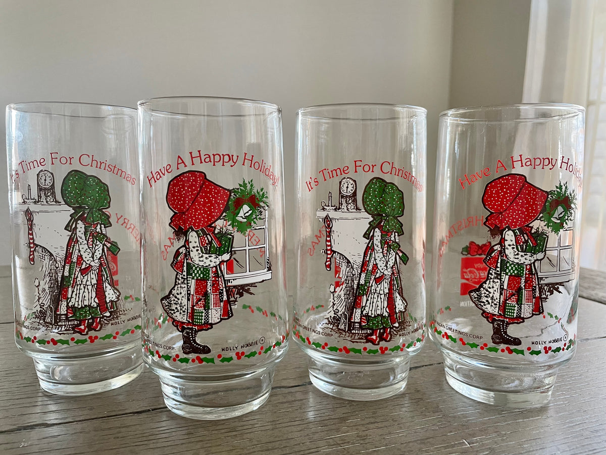 VINTAGE Holly Hobbie Drinking Glass Tumblers 16 oz. Christmas Coke 3-Piece  Set