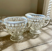 Load image into Gallery viewer, Moonstone Hobnail Cream &amp; Sugar Set
