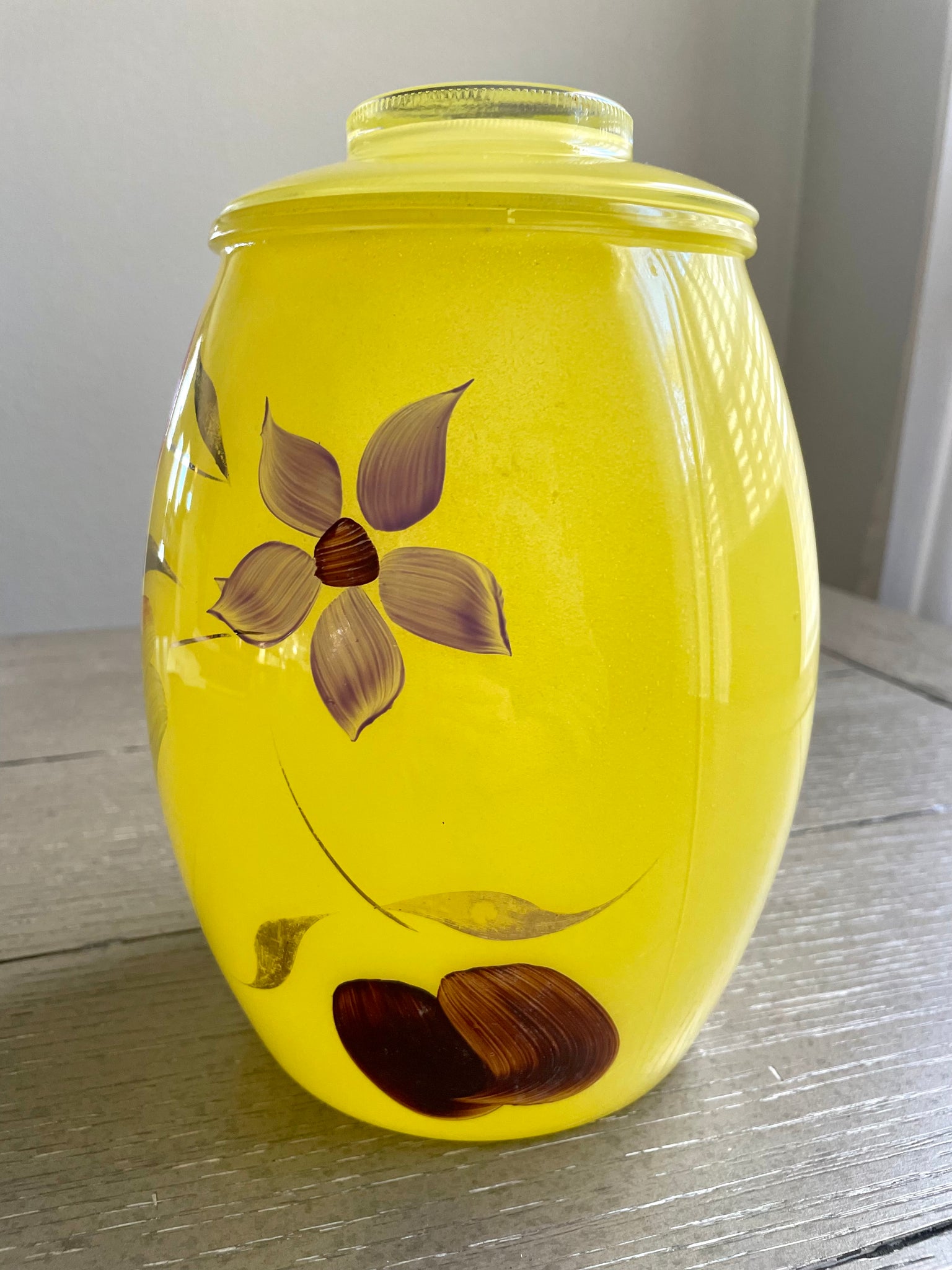 Vintage BARTLETT COLLINS COOKIE JAR CLEAR GLASS HAND PAINTED FRUIT